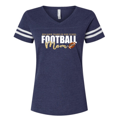 Vneck Glitter Football Mom Shirt with player number Thumbnail